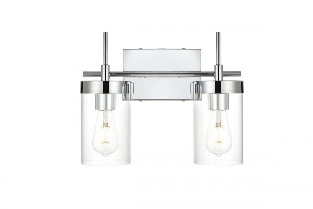 Benny 2 Light Chrome and Clear Bath Sconce