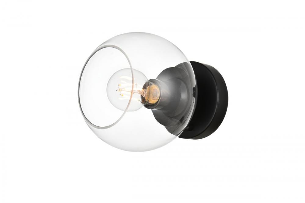 Rogelio 1 Light Black and Clear Bath Sconce