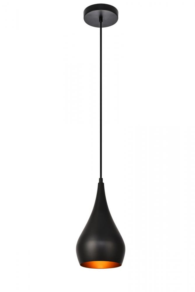 Nora Collection Pendant D6in H11.5in Lt:1 Black Finish