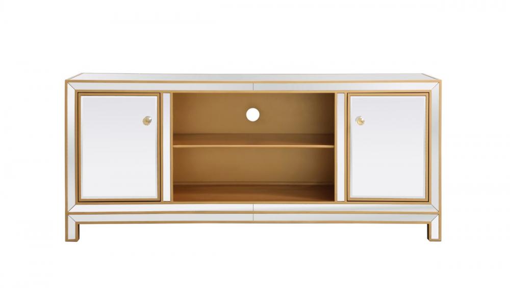 60 In. Mirrored Tv Stand in White