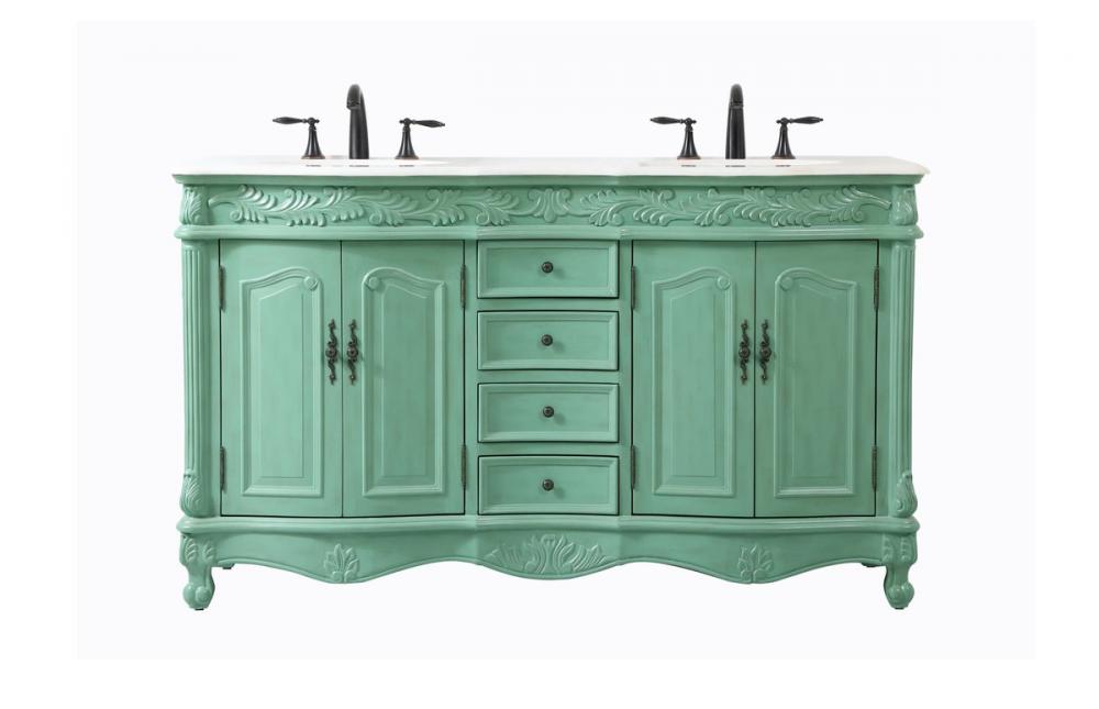 60 Inch Double Bathroom Vanity in Vintage Mint