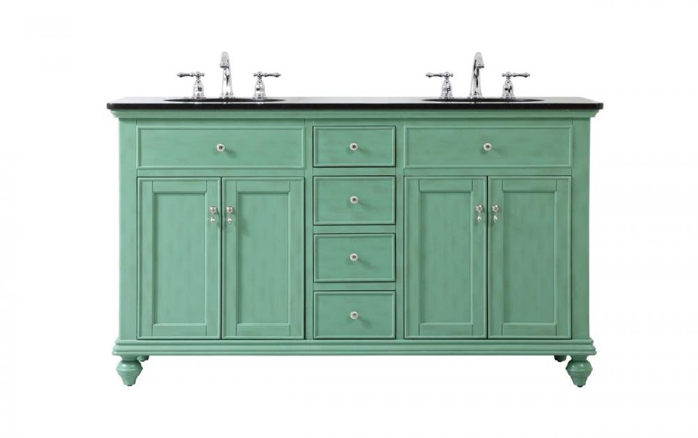 60 Inch Double Bathroom Vanity in Vintage Mint