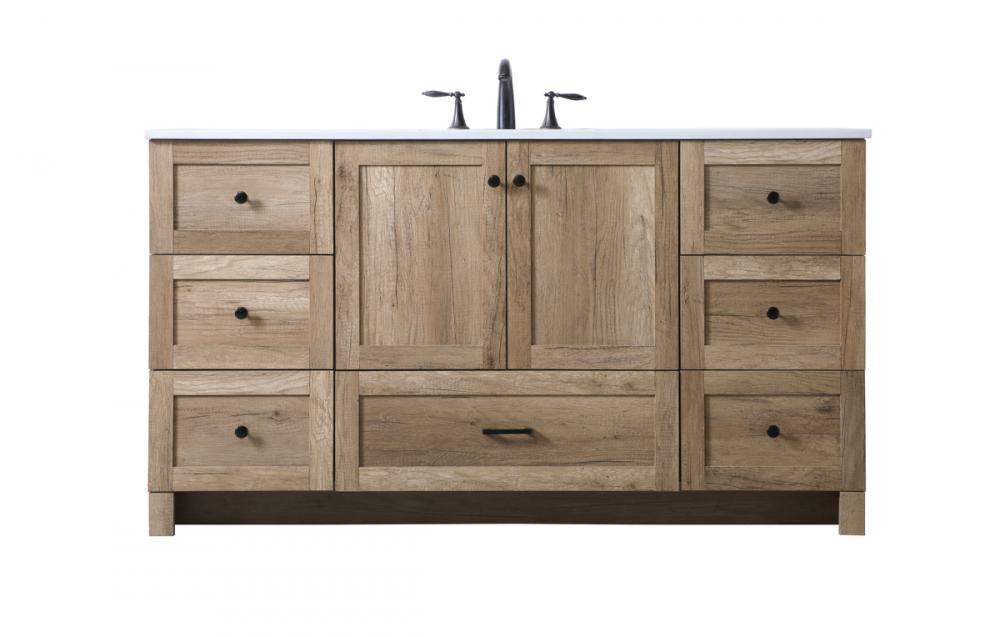 60 Inch Single Bathroom Vanity in Natural Oak