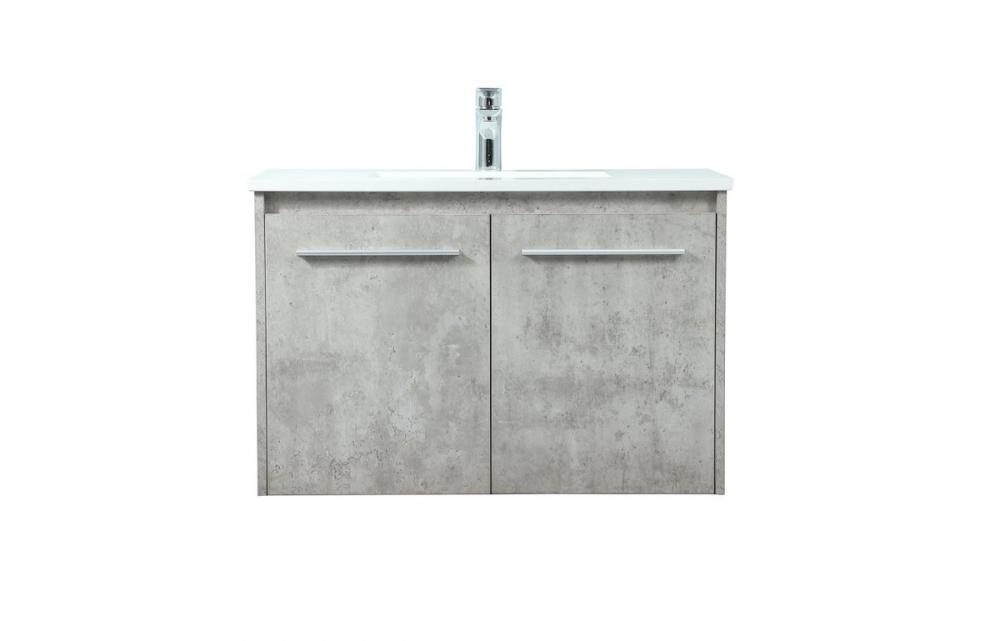 30 Inch Single Bathroom Vanity in Concrete Grey