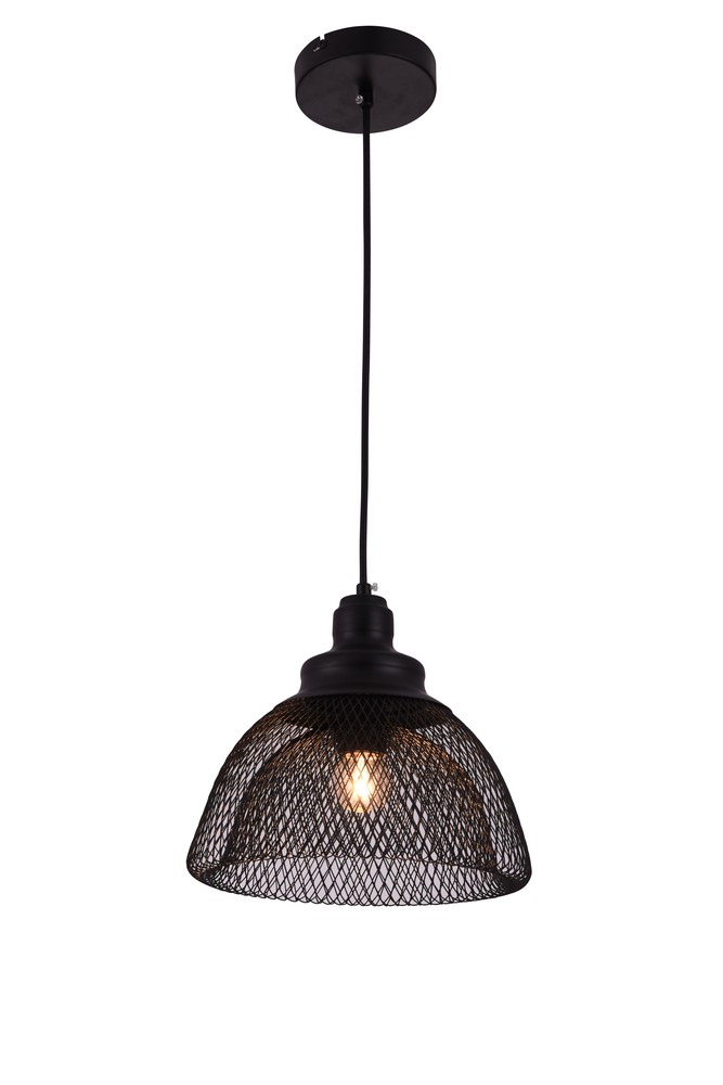 Warren Collection Pendant D10in H9in Lt:1 Black Finish