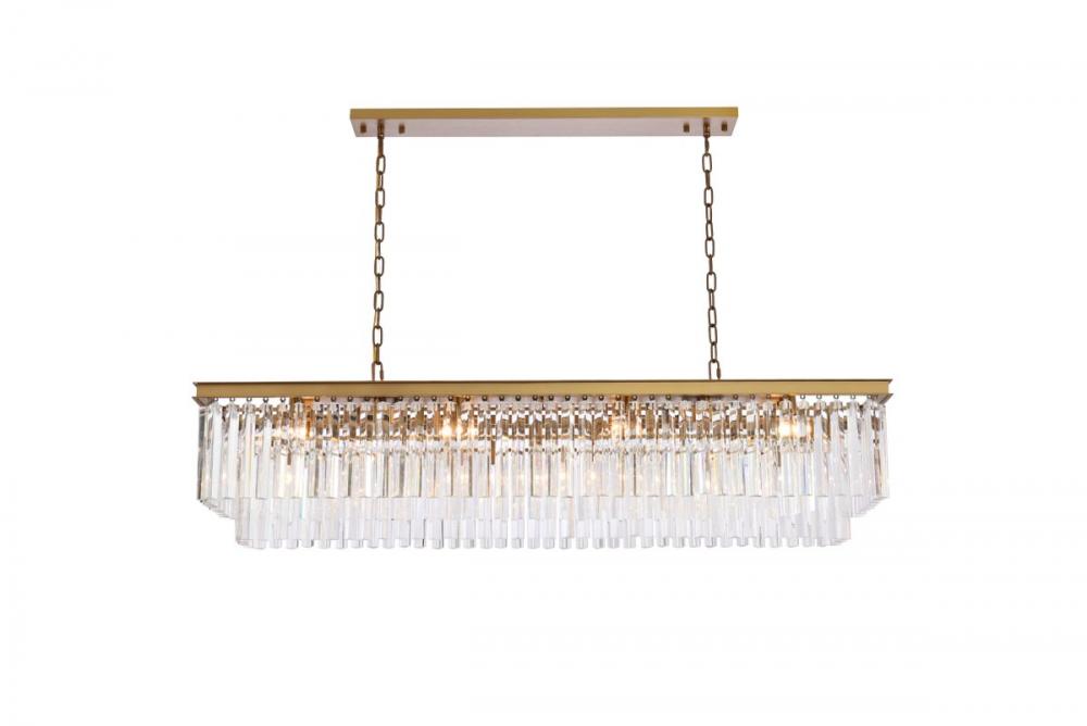 Sydney 60 Inch Rectangle Crystal Chandelier in Satin Gold