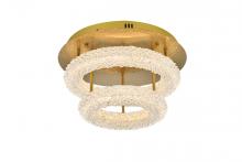 Elegant 3800F18L2SG - Bowen 18 Inch Adjustable LED Flush Mount in Satin Gold