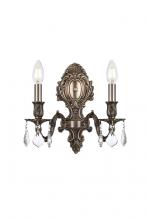 Elegant 9602W10PW/RC - Monarch 2 Light Pewter Wall Sconce Clear Royal Cut Crystal