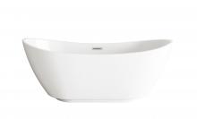 Elegant BT10362GW-BNK - 62 inch Soaking Bathtub in Glossy White with Brushed Nickel Trim