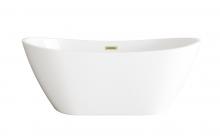 Elegant BT10372GW-BGD - 72 inch Soaking Bathtub in Glossy White with Brushed Gold Trim