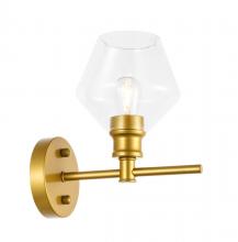 Elegant LD2308BR - Gene 1 Light Brass and Clear Glass Wall Sconce