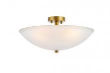 Elegant LD2349BR - Jeanne 3 Lights Brass and White Glass Flush Mount