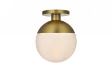 Elegant LD6056SG - Eclipse 12 inch Flush Mount Frosted White Shade in Satin Gold