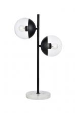Elegant LD6153BK - Eclipse 2 Lights Black Table Lamp with Clear Glass