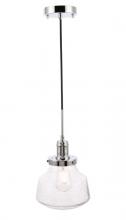 Elegant LD6253C - Lyle 1 Light Chrome and Clear Seeded Glass Pendant