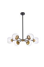 Elegant LD644D30BRK - Briggs 30 Inch Pendant in Black and Brass with Clear Shade