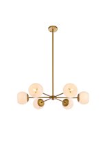 Elegant LD645D30BR - Briggs 30 Inch Pendant in Brass with White Shade