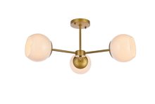 Elegant LD649F26BR - Briggs 26 Inch Flush Mount in Brass with White Shade