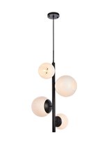 Elegant LD655D18BK - Wells 18 Inch Pendant in Black with White Shade