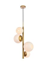 Elegant LD655D18BR - Wells 18 Inch Pendant in Brass with White Shade