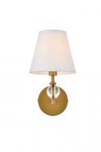 Elegant LD7021W6BR - Bethany 1 Light Bath Sconce in Brass with White Fabric Shade
