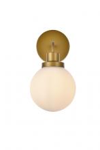 Elegant LD7030W8BR - Hanson 1 Light Bath Sconce in Brass with Frosted Shade