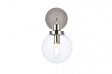 Elegant LD7031W8PN - Hanson 1 Light Bath Sconce in Polished Nickel with Clear Shade