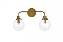 Elegant LD7033W19BR - Hanson 2 Lights Bath Sconce in Brass with Clear Shade