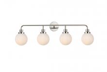 Elegant LD7036W38PN - Hanson 4 Lights Bath Sconce in Polished Nickel with Frosted Shade