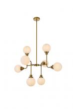 Elegant LD7038D36BR - Hanson 8 Lights Pendant in Brass with Frosted shade