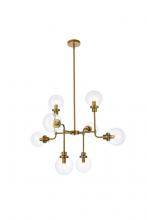 Elegant LD7039D36BR - Hanson 8 Lights Pendant in Brass with Clear Shade