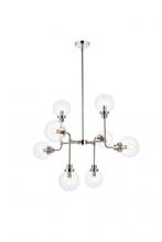 Elegant LD7039D36PN - Hanson 8 Lights Pendant in Polished Nickel with Clear Shade