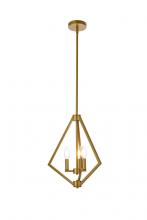 Elegant LD7061D14BR - Irina 3 Lights Pendant in Brass