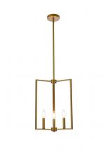 Elegant LD7071D14BR - Vino 3 Lights Pendant in Brass