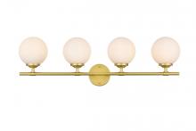 Elegant LD7301W33BRA - Ansley 4 Light Brass and Frosted White Bath Sconce