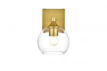 Elegant LD7308W6BRA - Foster 1 Light Brass and Clear Bath Sconce