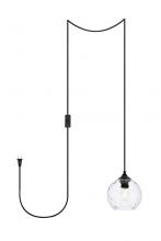 Elegant LDPG2280 - Cashel 1 Light Black and Clear Glass plug-in Pendant