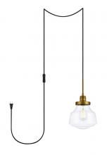 Elegant LDPG6254BR - Lyle 1 Light Brass and Clear seeded Glass plug in Pendant
