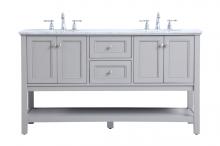 Elegant VF27060GR - 60 In. Double Sink Bathroom Vanity Set in Grey