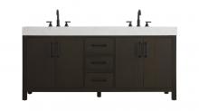 Elegant VF60672DMMB - 72 inch Double Bathroom Vanity In Mocha Brown