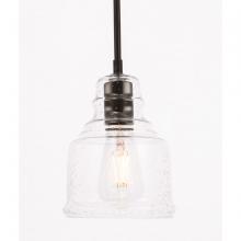 Elegant LD6195BK - Pierce 1 Light Black and Clear Seeded Glass Pendant