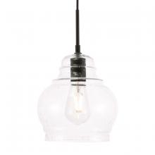 Elegant LD6198BK - Pierce 1 Light Black and Clear Seeded Glass Pendant