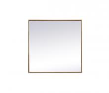 Elegant MR42424BR - Metal Frame Square Mirror 24 Inch in Brass