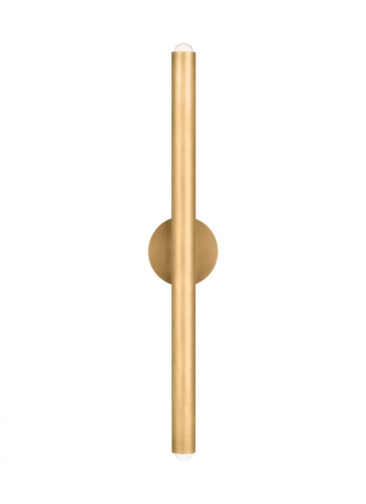 The Ebell Large Damp Rated 2-Light Integrated Dimmable LED Wall Sconce in Natural Brass