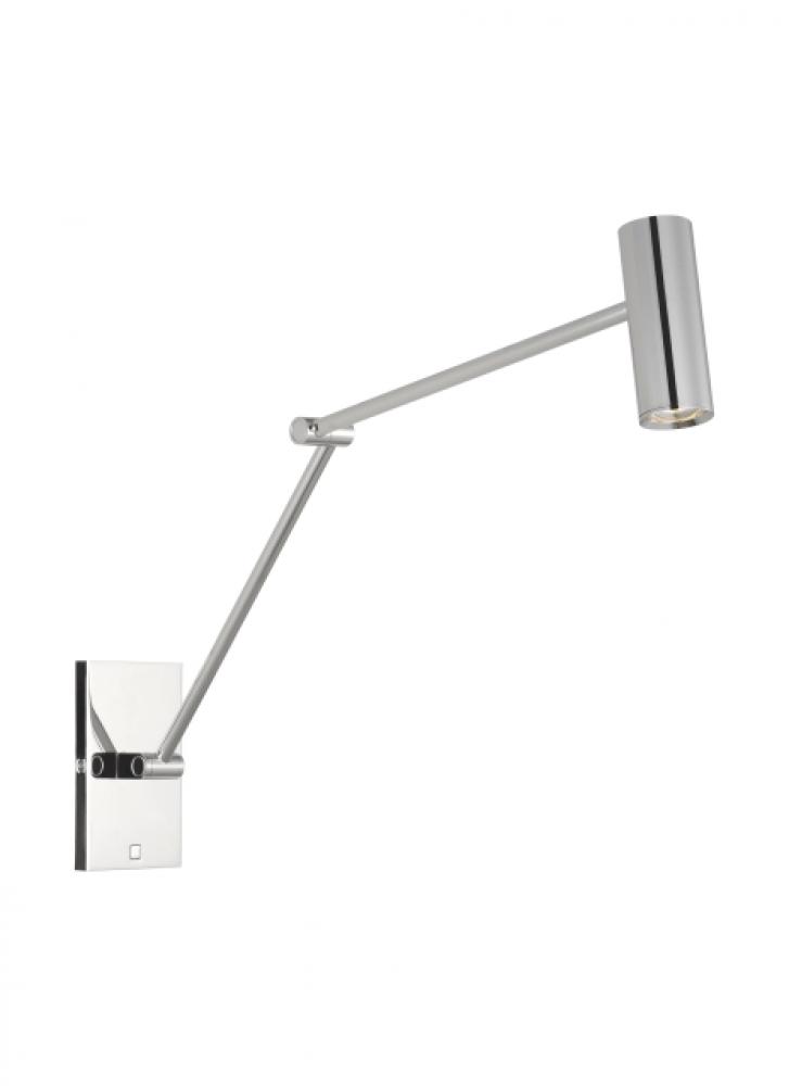 The Ponte Medium 15-inch Damp Rated 1-Light Integrated Dimmable LED Task Wall Sconce in Polished Nic