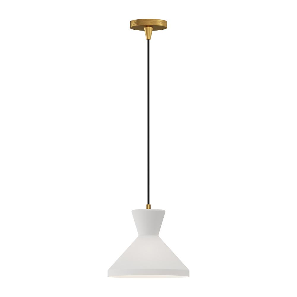 Betty 10-in Aged Gold/Opal Glass 1 Light Pendant