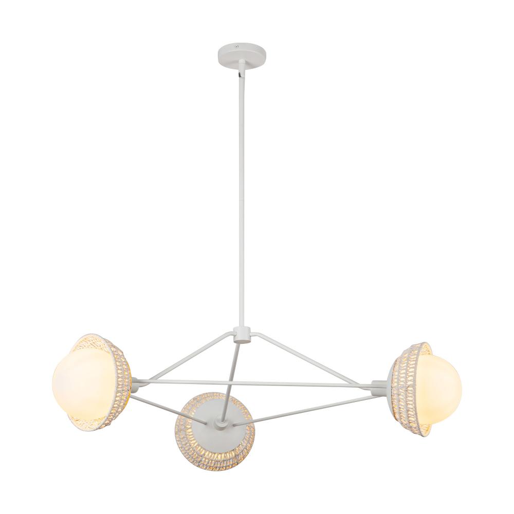 Perth 40-in White/Opal Glass 3 Lights Chandelier