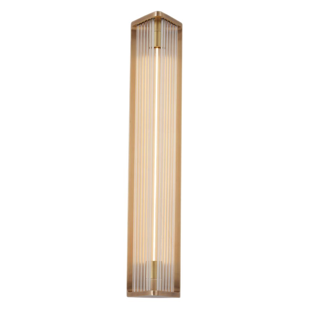 Sabre 12-in Ribbed Glass/Vintage Brass LED Wall/Vanity