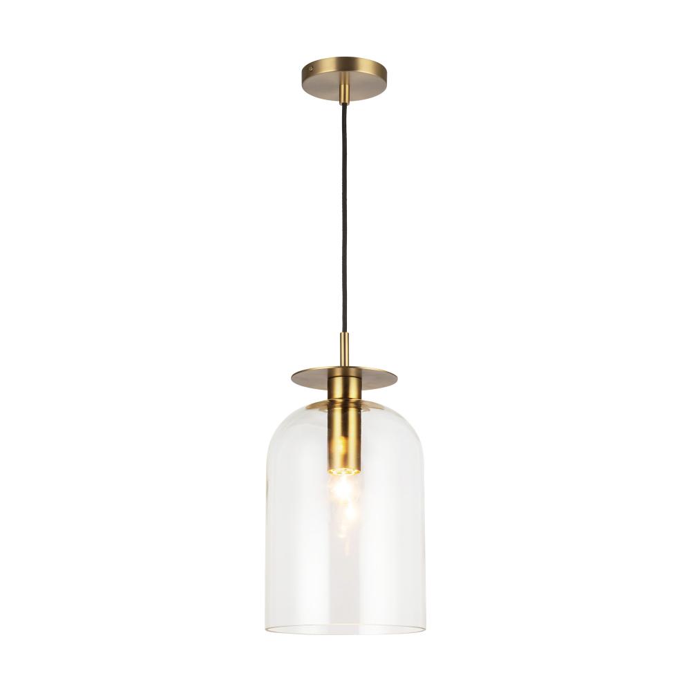 Sylvia 8-in Brushed Gold/Clear Glass 1 Light Pendant