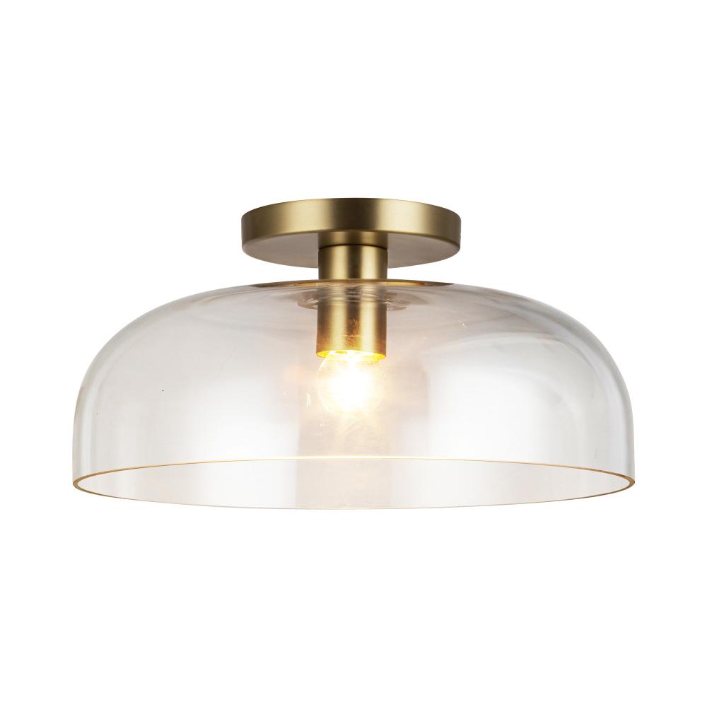 Sylvia 12-in Brushed Gold/Clear Glass 1 Light Semi-Flush